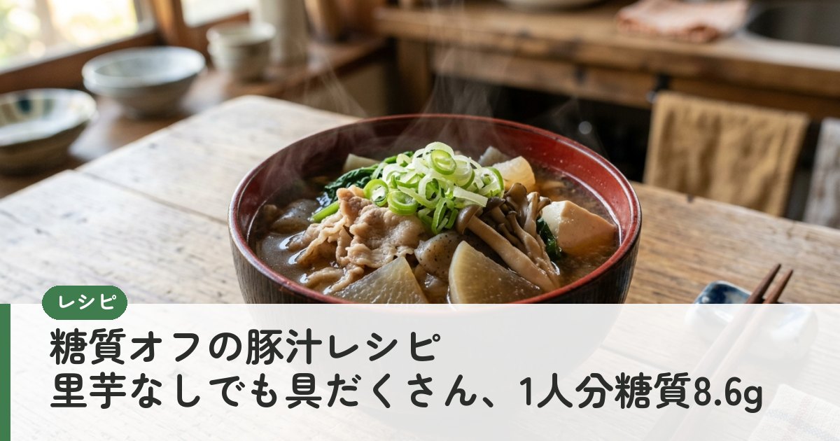糖質オフの豚汁レシピ 里芋なしでも具だくさん、1人分糖質8.6g