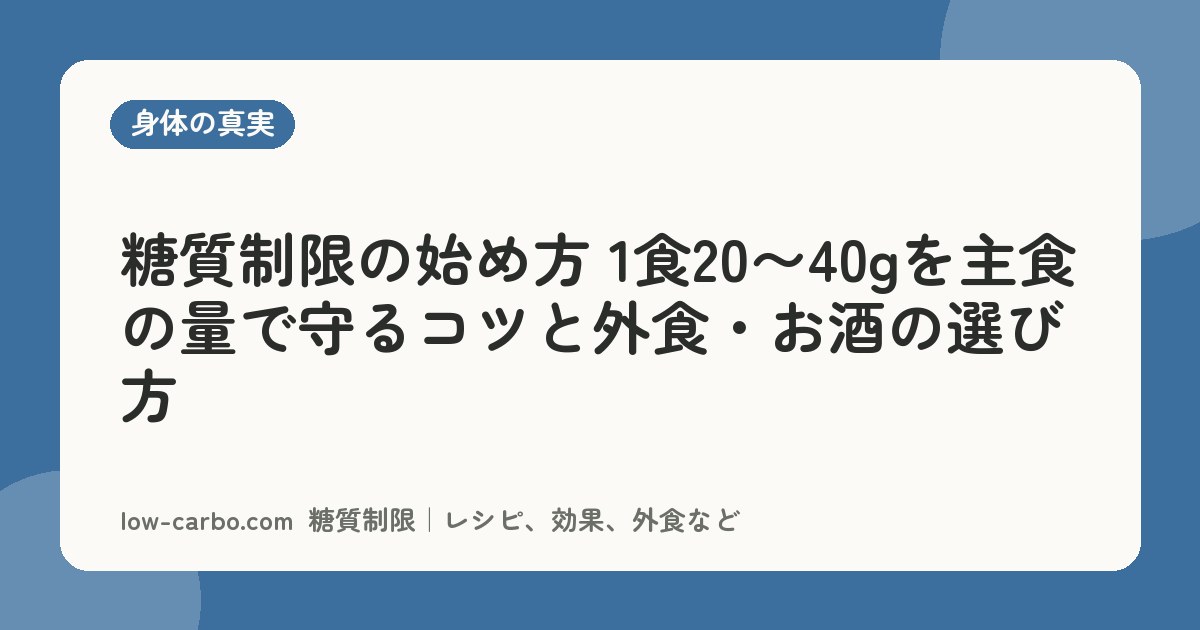糖質制限の始め方 1食20〜40gを主食の量で守るコツと外食・お酒の選び方