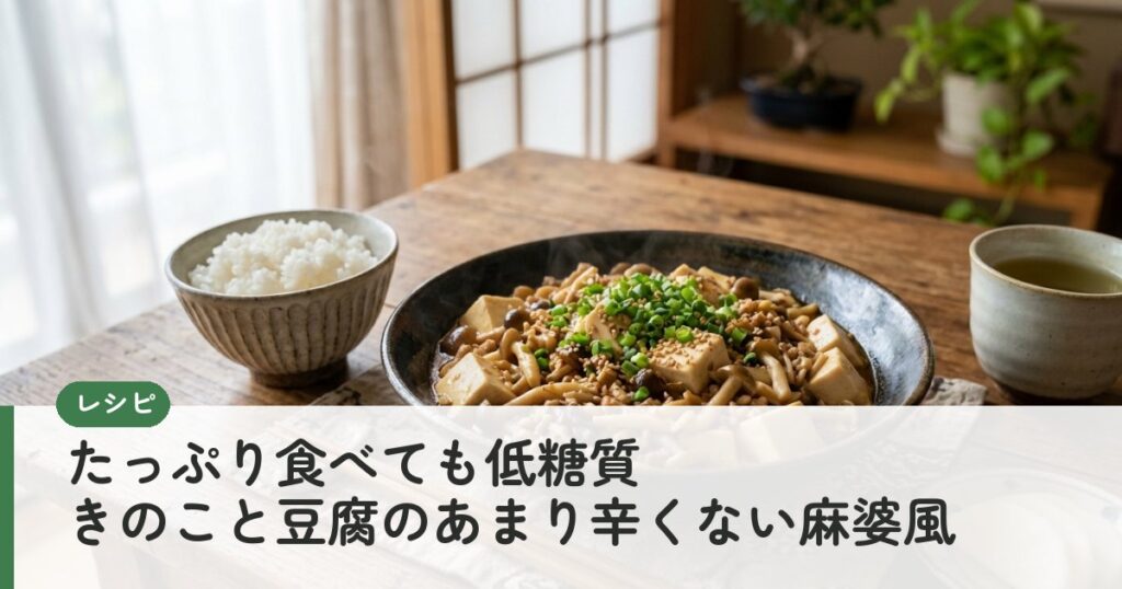 たっぷり食べても低糖質　きのこと豆腐のあまり辛くない麻婆風